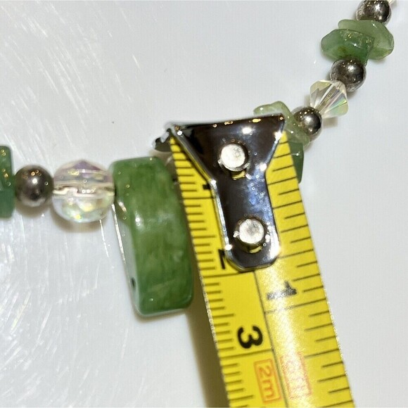Beautiful VTG Hydrogrossular Garnet Chip Crystal Sterling Choker Necklace Boho - Picture 10 of 11
